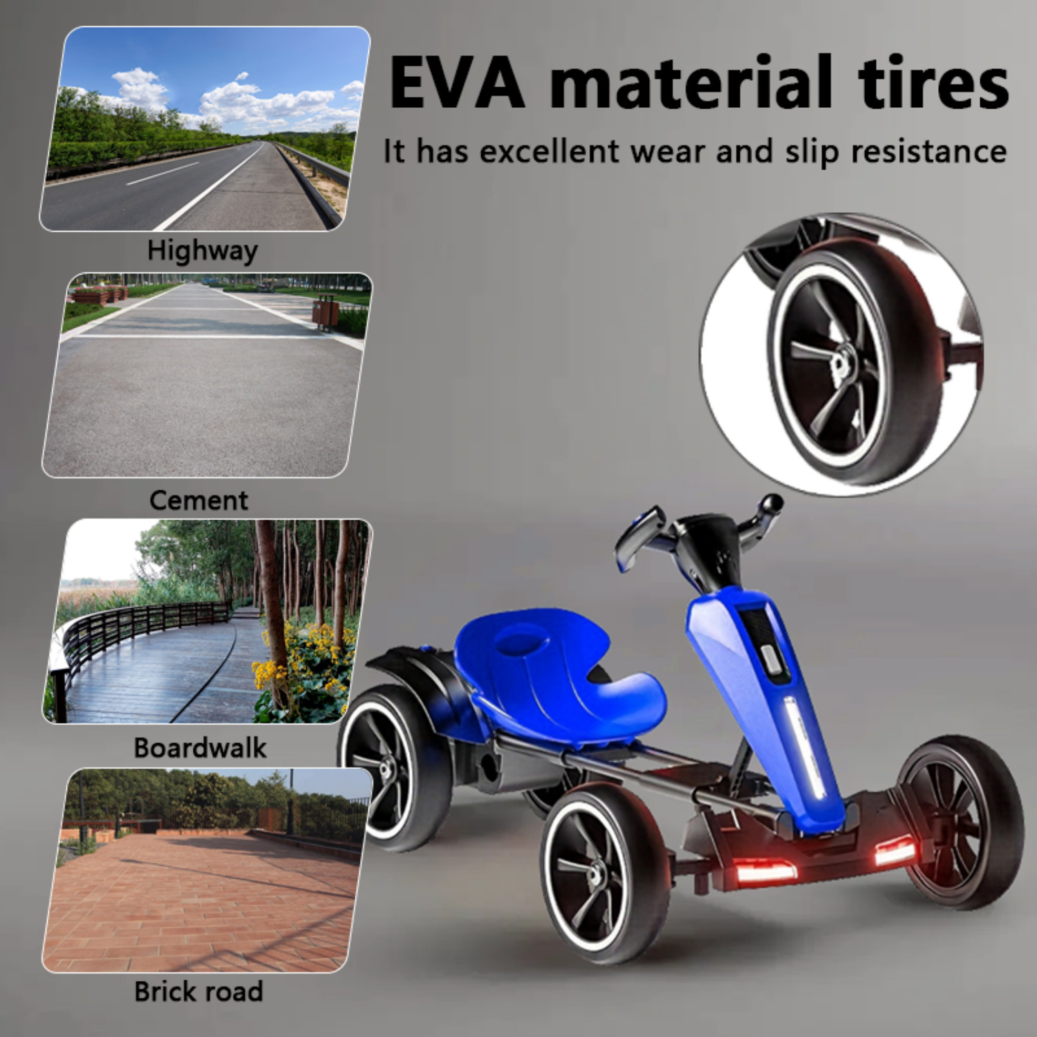 12V Electric Kids Foldable Go Kart Ride On Toy Adjustable Seat EVA Wheels Age3-6