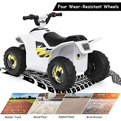 Costzon Kids 6V Battery Powered Electric ATV Ride On Quad White