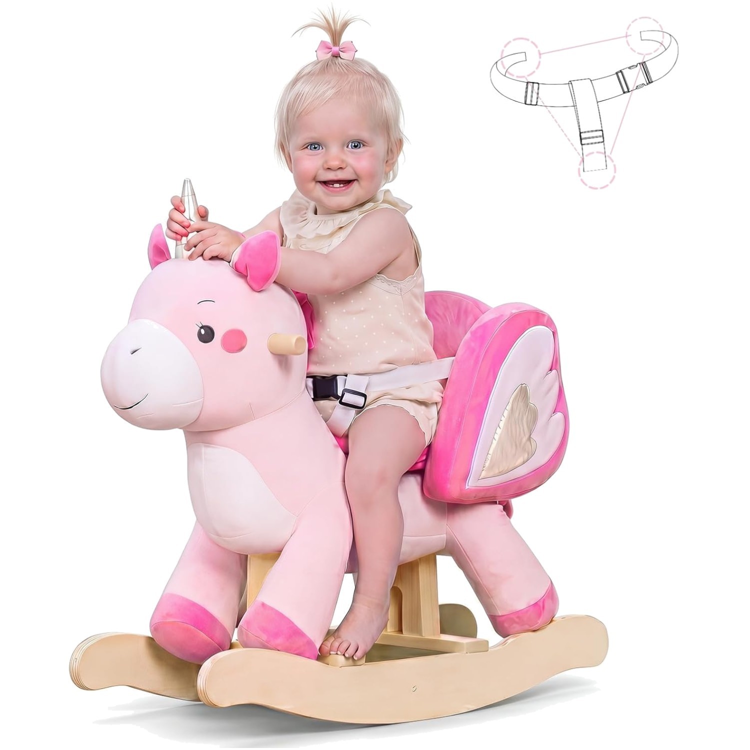 Pink Plush Unicorn Ride-On Rocker – Perfect for Growing Infants and Toddlers