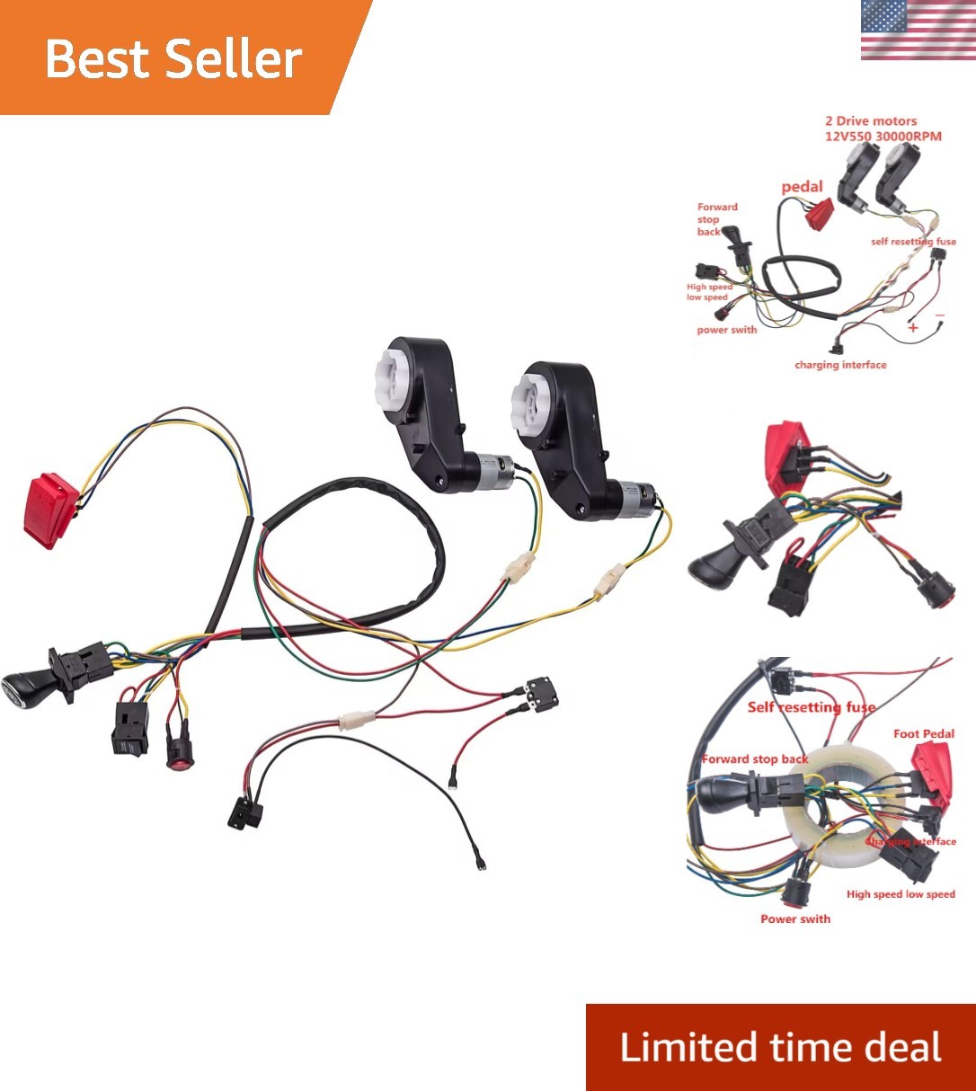 Children Electric Car DIY Accessories Wires and Gearbox,Self-Made Toy Car of …