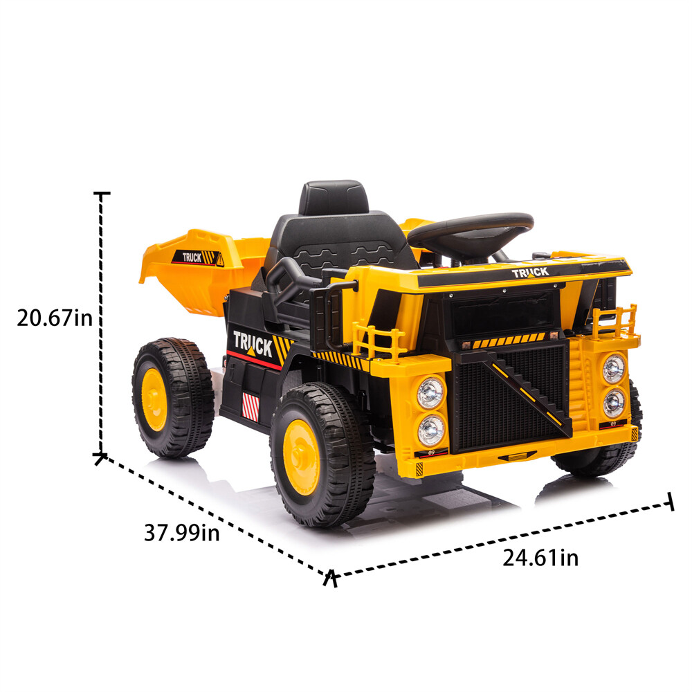 12V Kids Ride On Dump Truck W/ Remote Control 1.24-3.11MPH Kids Toy for Aged 3-5