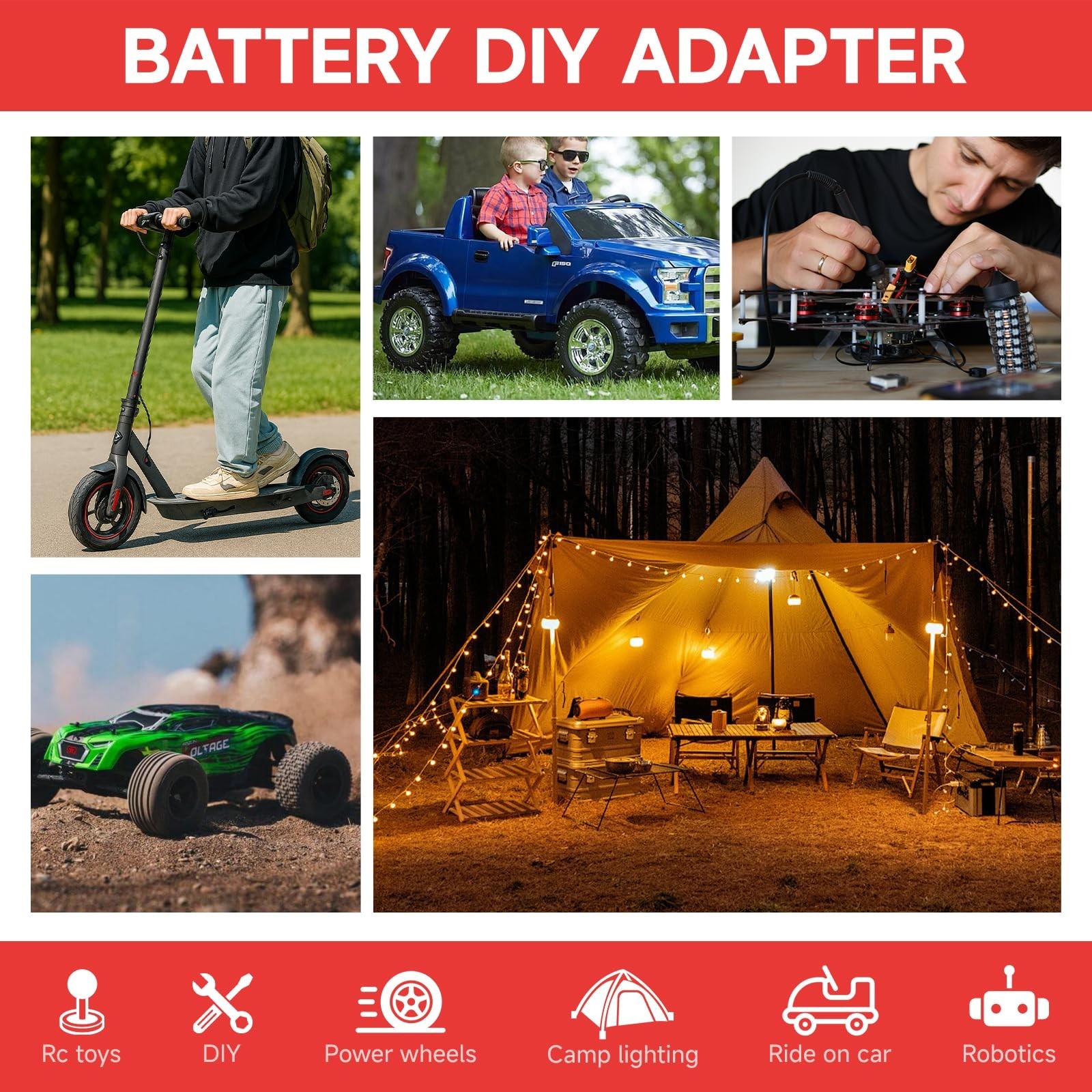 12V Battery Converter for Kids Ride-On Cars | Adapter with Fuse, Switch & Termin
