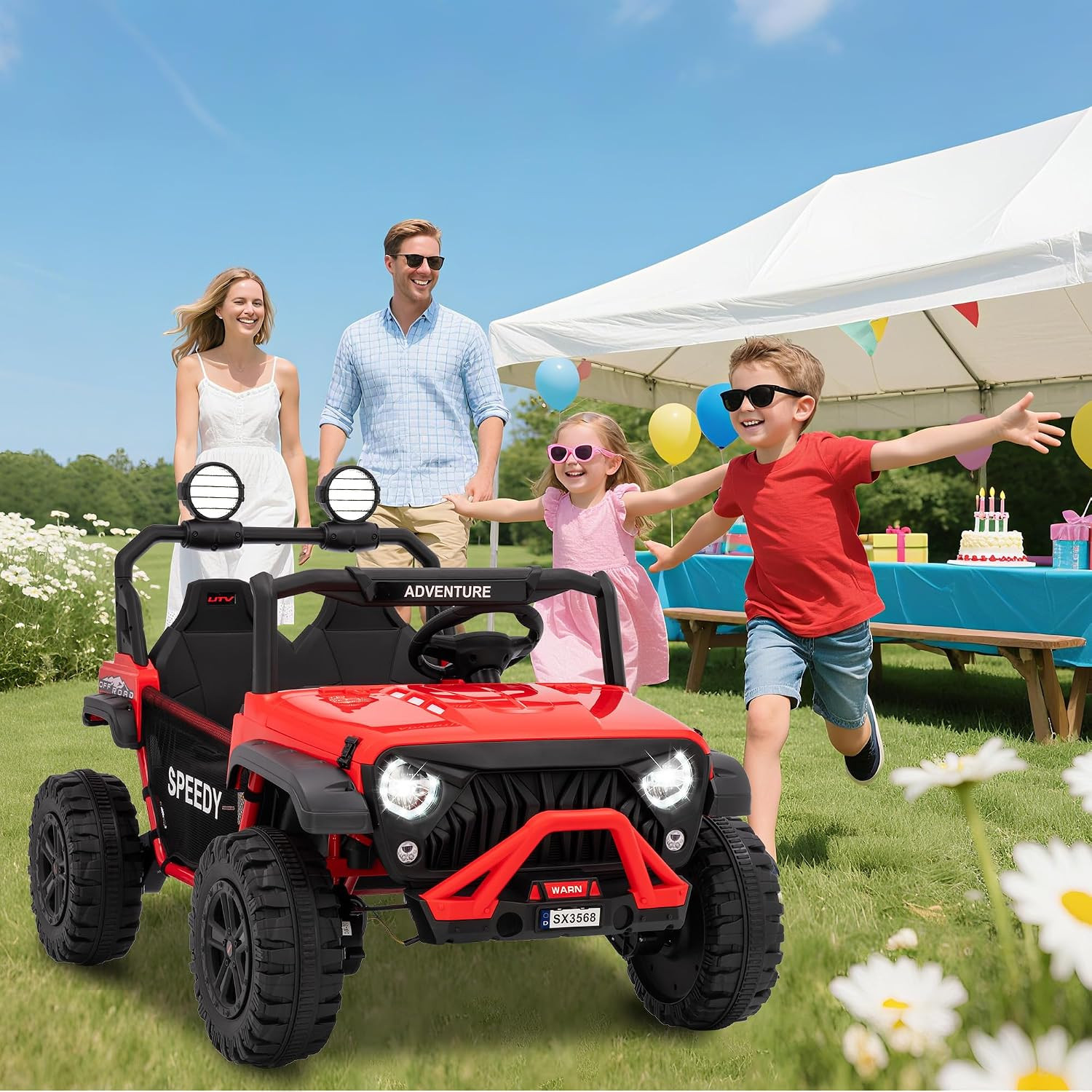 24V Ride on Car for Big Kids, Iron 2 Seater Ride on Toy, Fast 4.97MPH Truck, 4WD