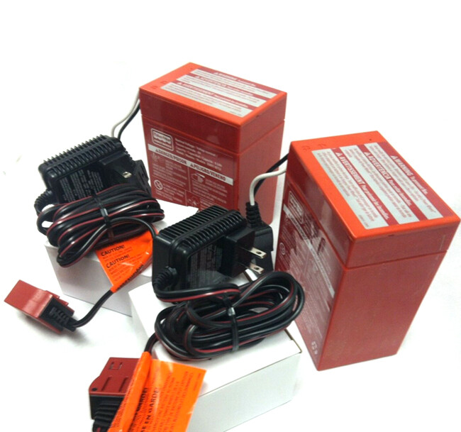 Power Wheels 00801-0712 Two (2x) 6V RED Batteries & (2x) TWO 6v Chargers