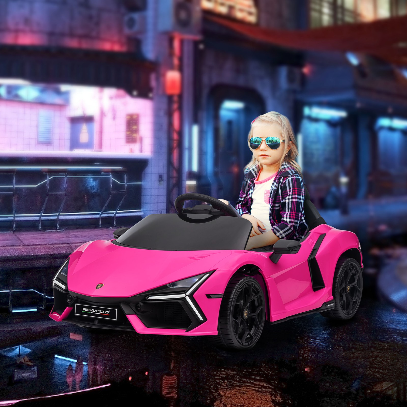 Lamborghini Revuelto Licensed Kids Ride on Car w/ Suspension, Pink
