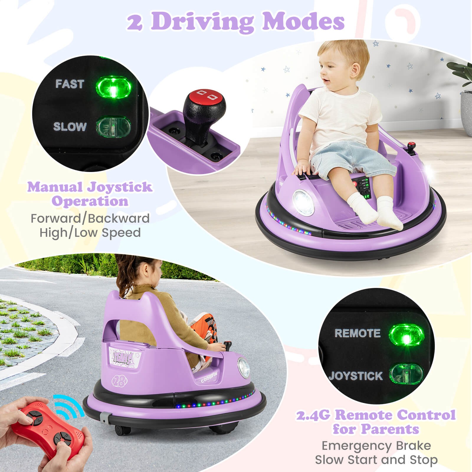 12V Kids Electric Ride On Bumper Car Battery Powered Bumper Car w/Remote Control