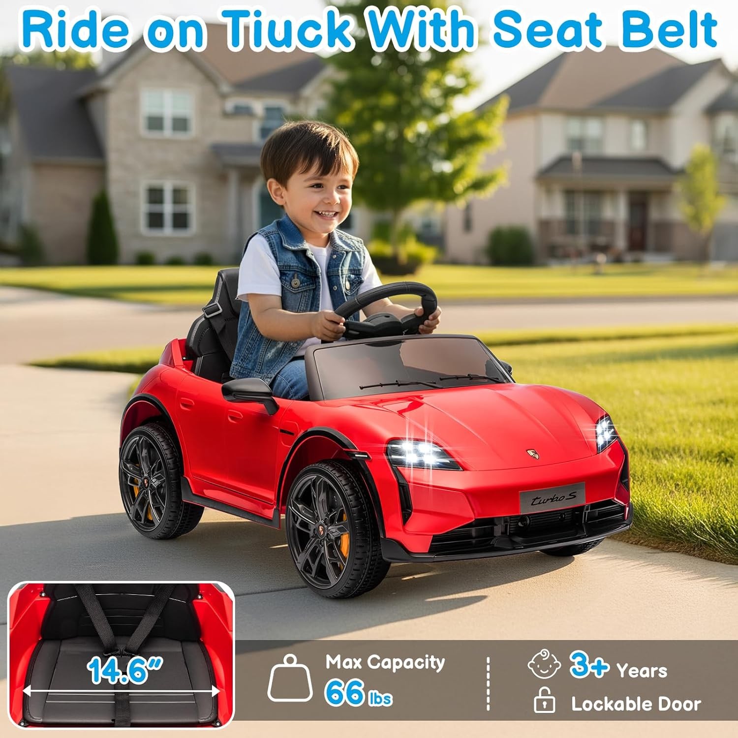 12V Kids Ride on Car, Licensed Porsche Taycan Electric Car w/Remote for Toddlers