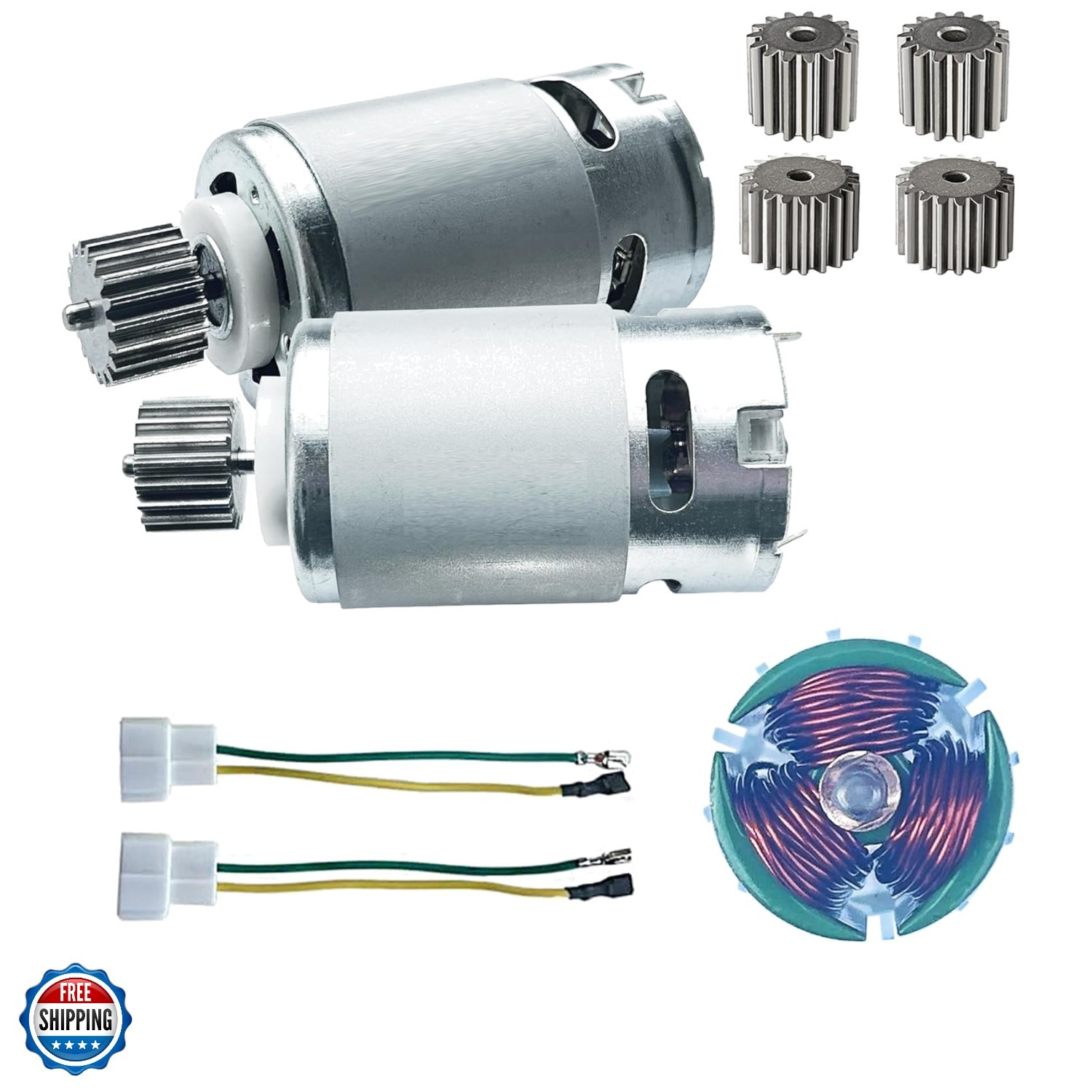 2PCS 24 Volt RS555 35000RPM High-Speed 7R Motor 15T for Fisher Price Power Wh…