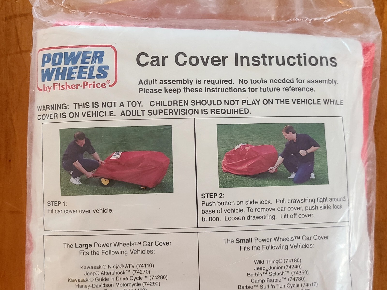 NOS Power Wheels by Fisher Price Small Ride On Car Cover PW106-51 -Open Package