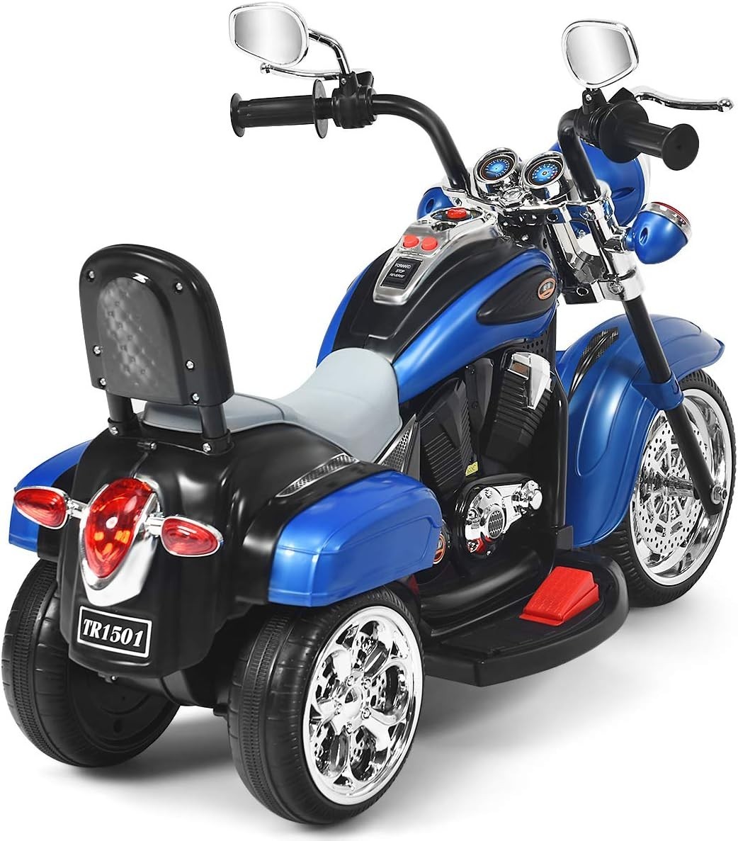 Gift for Boys Girls: 3-Wheel Electric Motorcycle, Blue