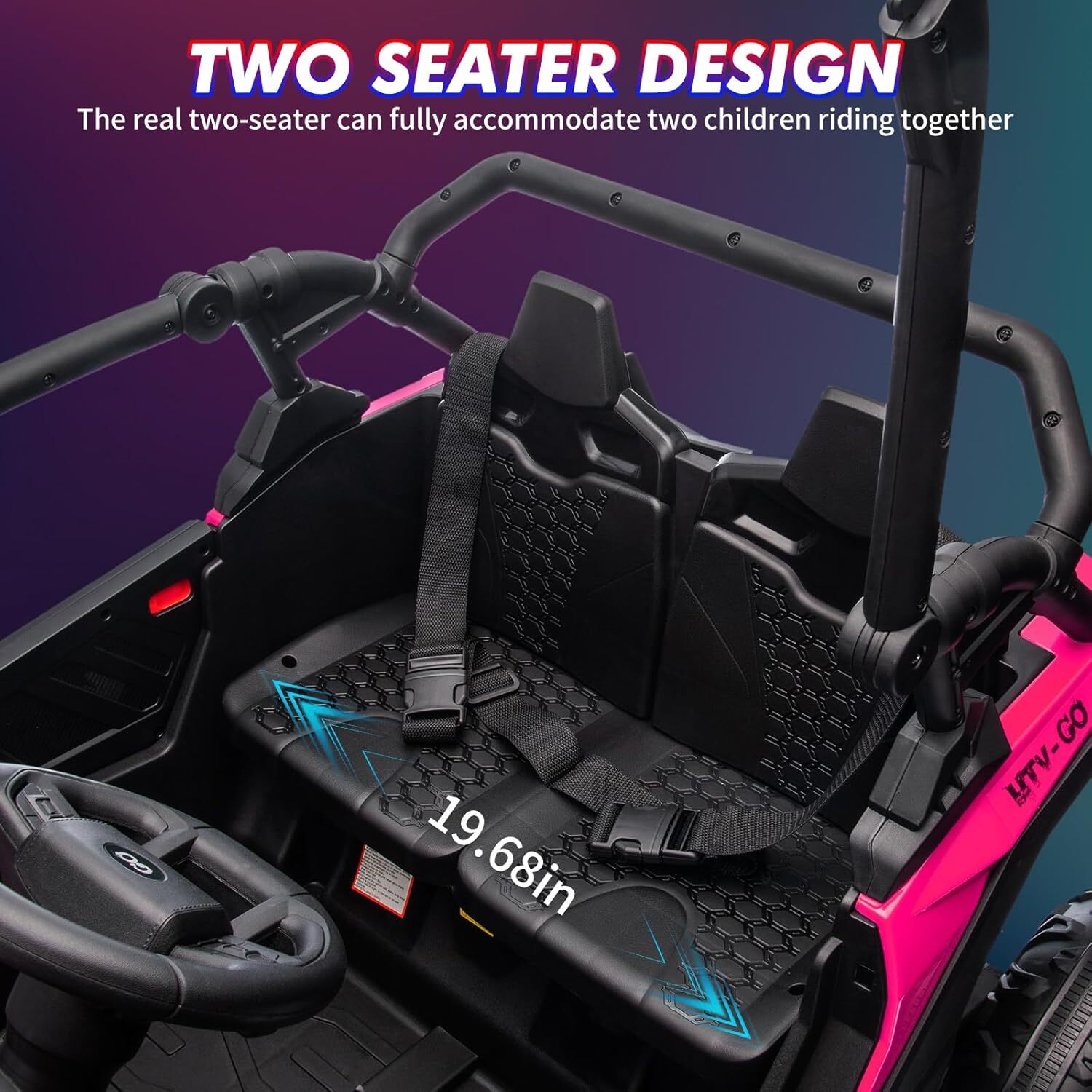 2 Seater Ride On Car, 24V Battery Powered Electric Off-Road Utv w/Remote Control