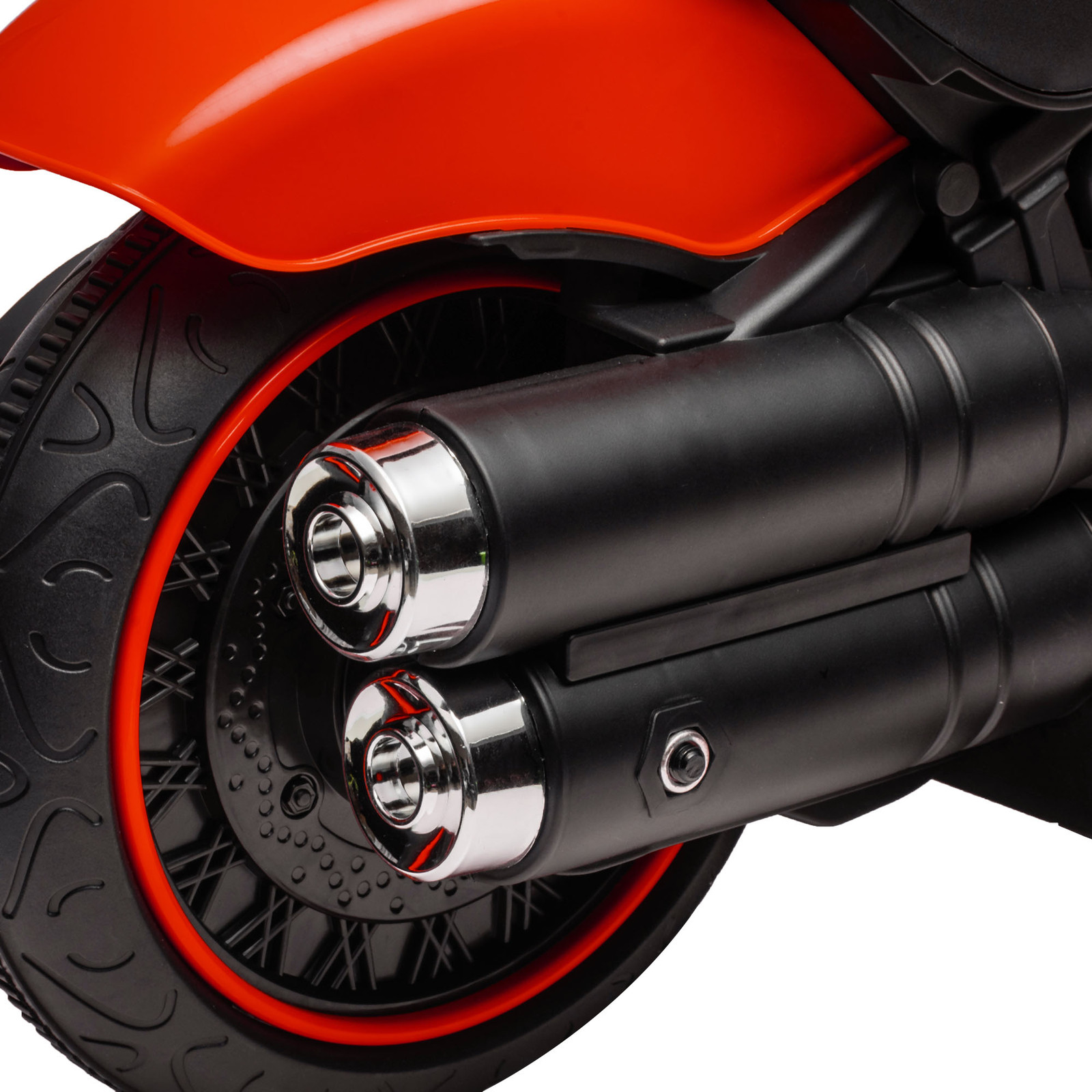 6V Kids Motorcycle w/ Training Wheels, Single-Button Start, Red