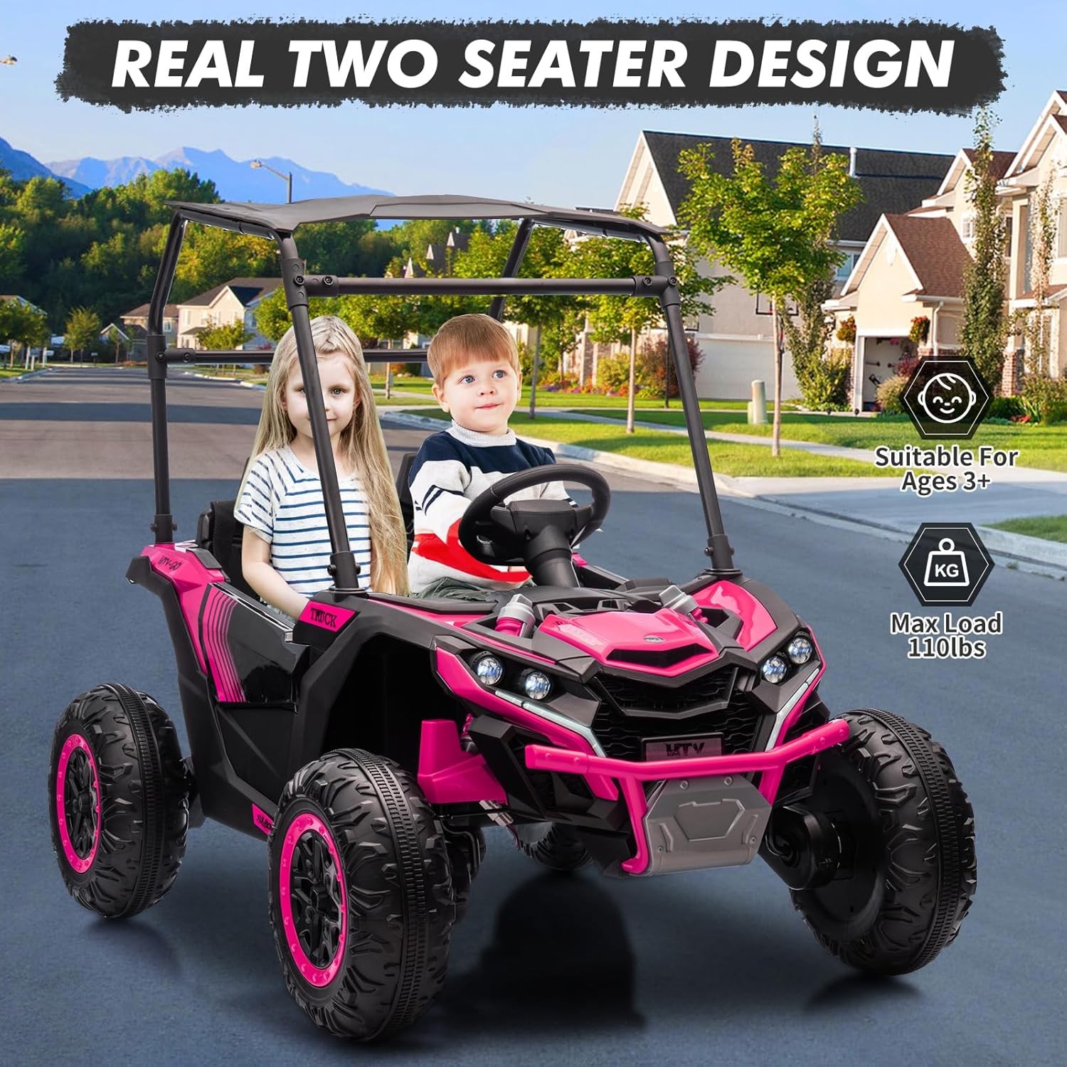 2 Seater Ride On Car Truck 24V Ride On Toys for Kids Electric Vehicle w/Remote