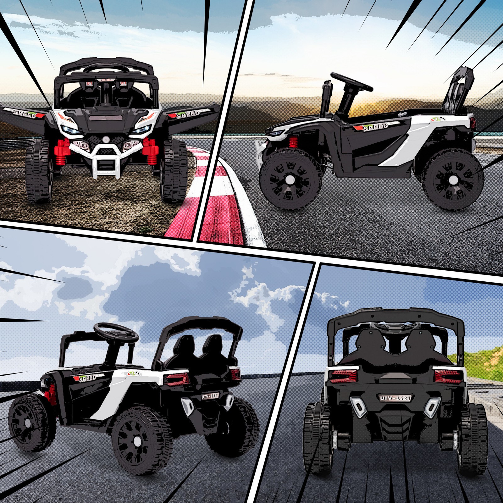 12V Kids Ride On Truck with Dual Motors for 3-5 Boys Girls, White