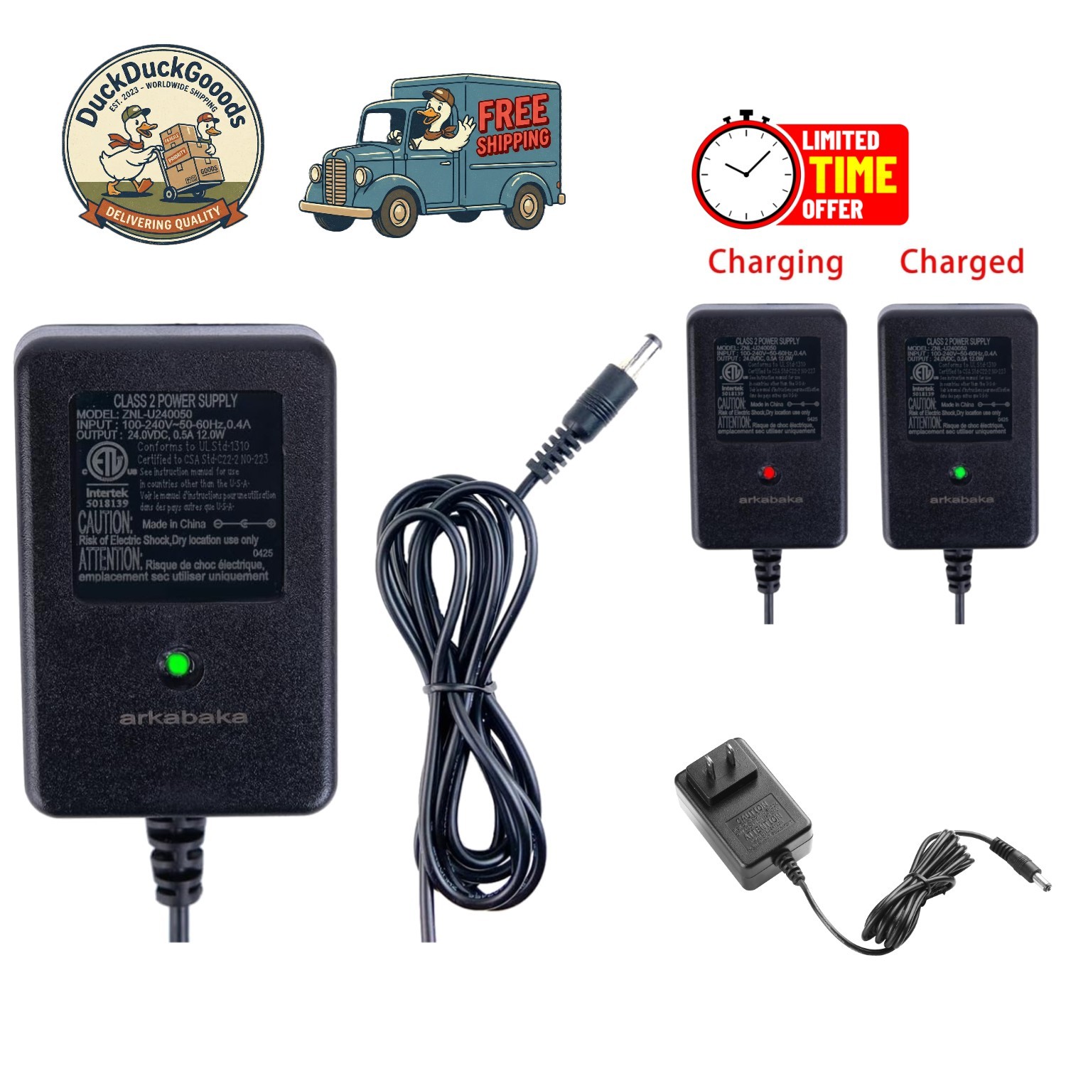 Compact and Safe 24V Charger for Ride-On Toy Batteries – Dual LED Indicators