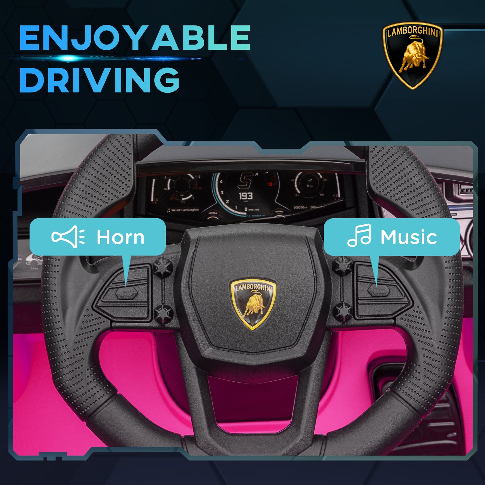 Lamborghini Revuelto Licensed Kids Ride on Car w/ Suspension, Pink