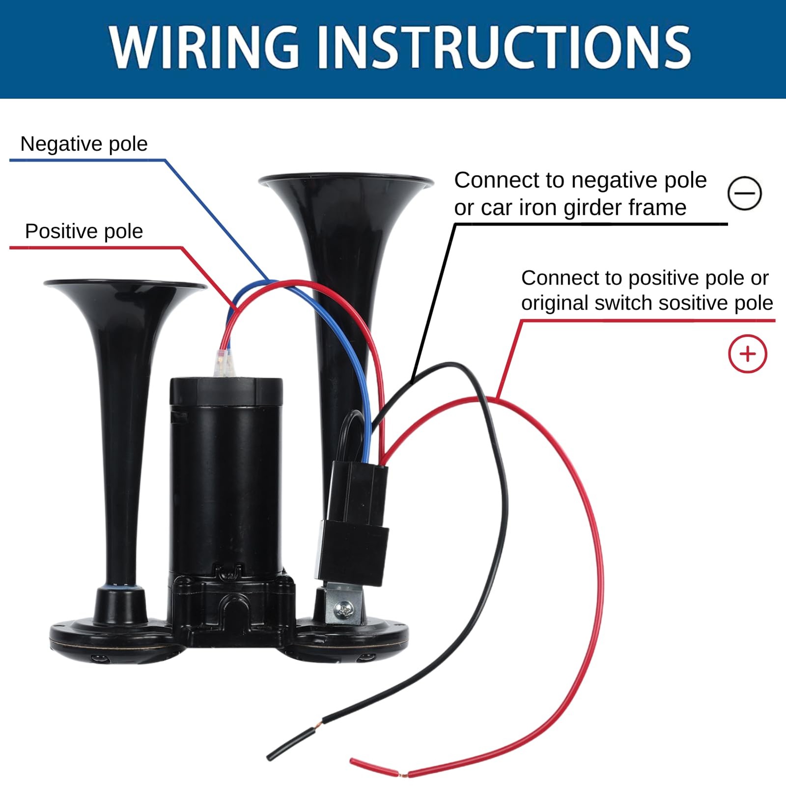 600DB Super Loud Dual Air Horns Kit for Vehicles – With Compressor, Applicabl…
