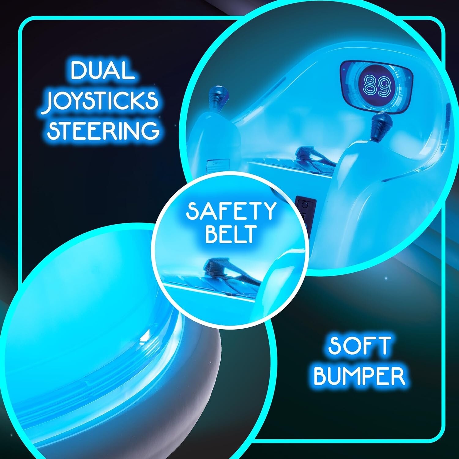 Fun 6V Blue Glow Bumper Car for Toddlers – 360° Spin & Joyful Bumping Action
