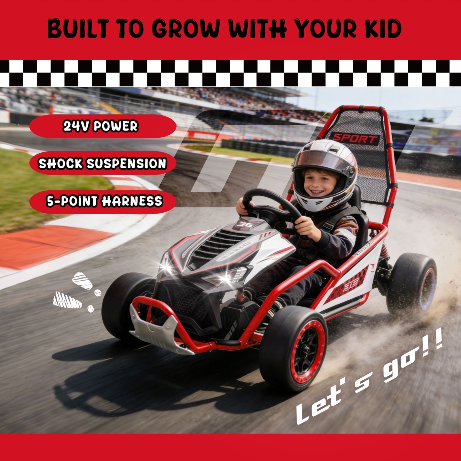 24V 400W Electric Ride on Toy Crazy Go Cart Drift Car 5-7.5 MPH for Kids 6-12