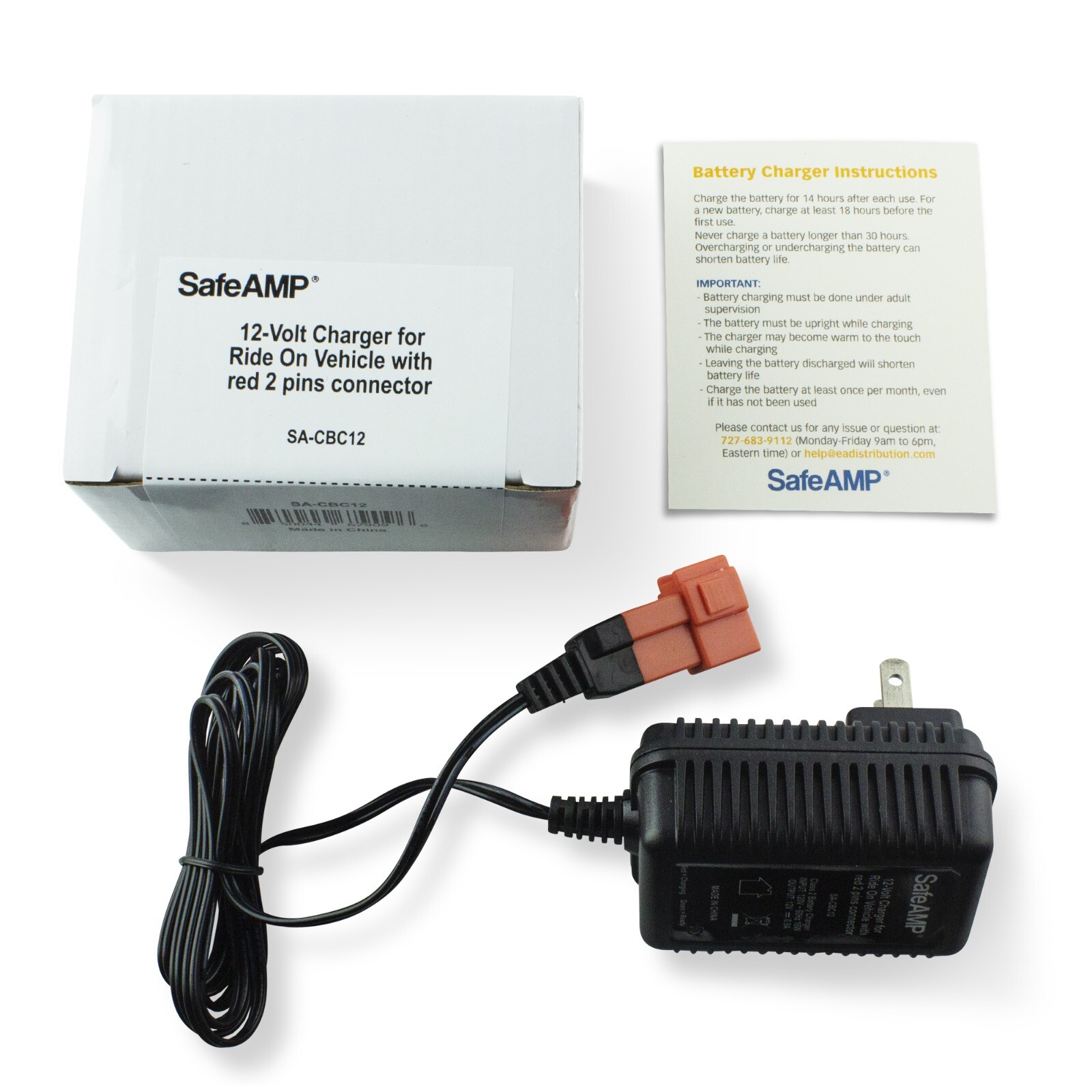 SafeAMP 12-Volt Charger for Ride On Vehicle with red 2 pins connector