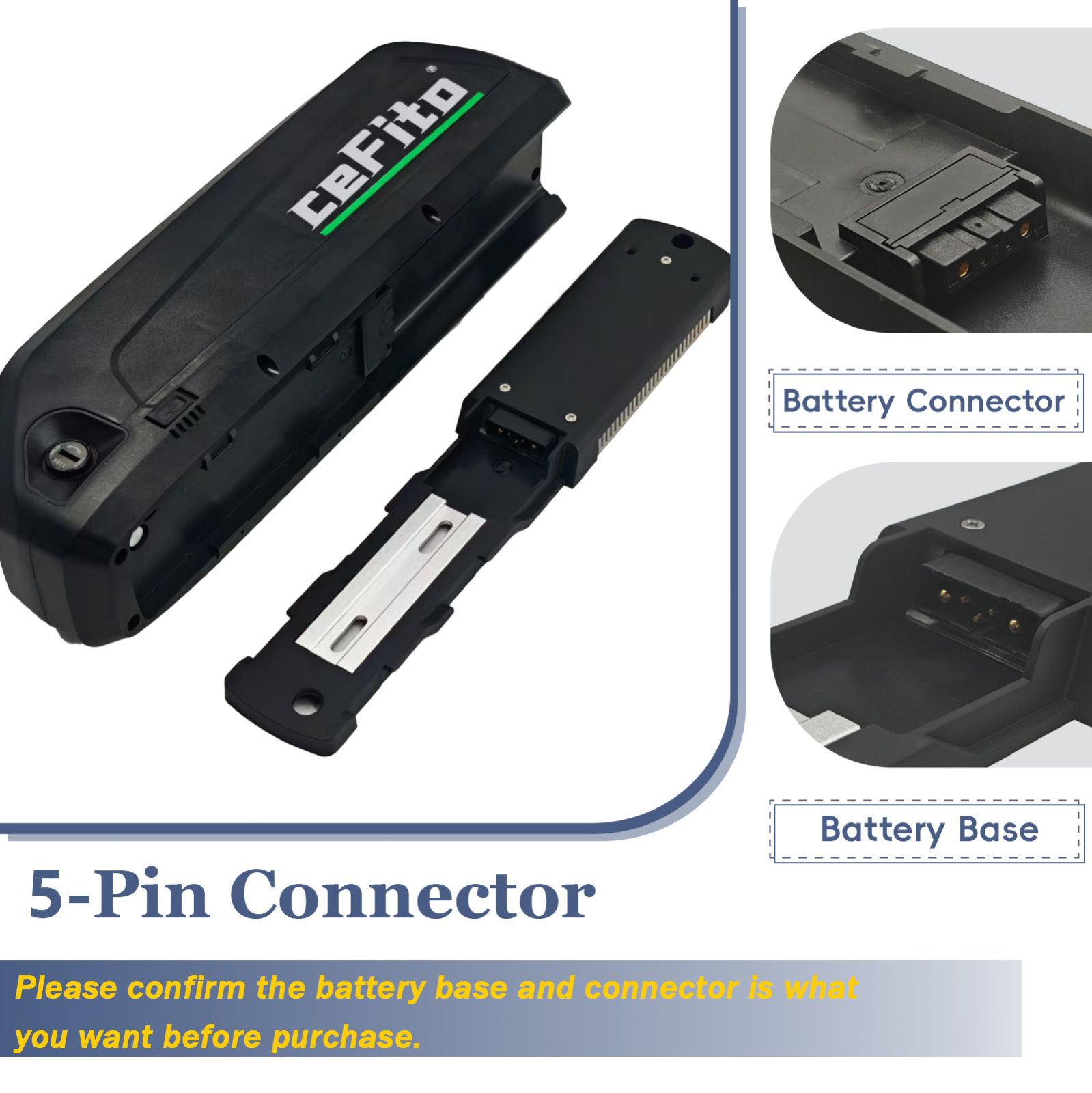 48V 20Ah 16Ah 10Ah Battery with 30A BMS, 5-Pin Base Connector, 2A Charger