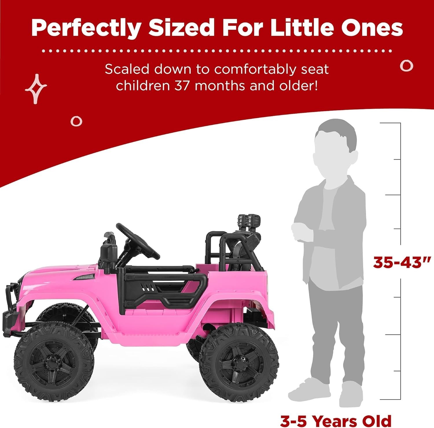 Powerful Pink 12V Kids Ride-On Truck with LED Lights & Parental Control Remote