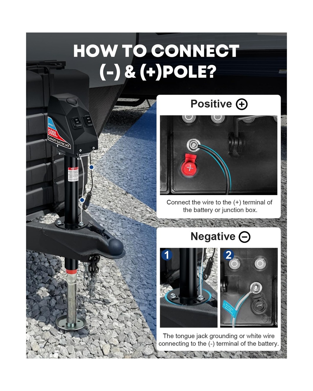 Kohree Electric Trailer Jack 5000lbs, Heavy Duty A-Frame Electric Power Tongu…