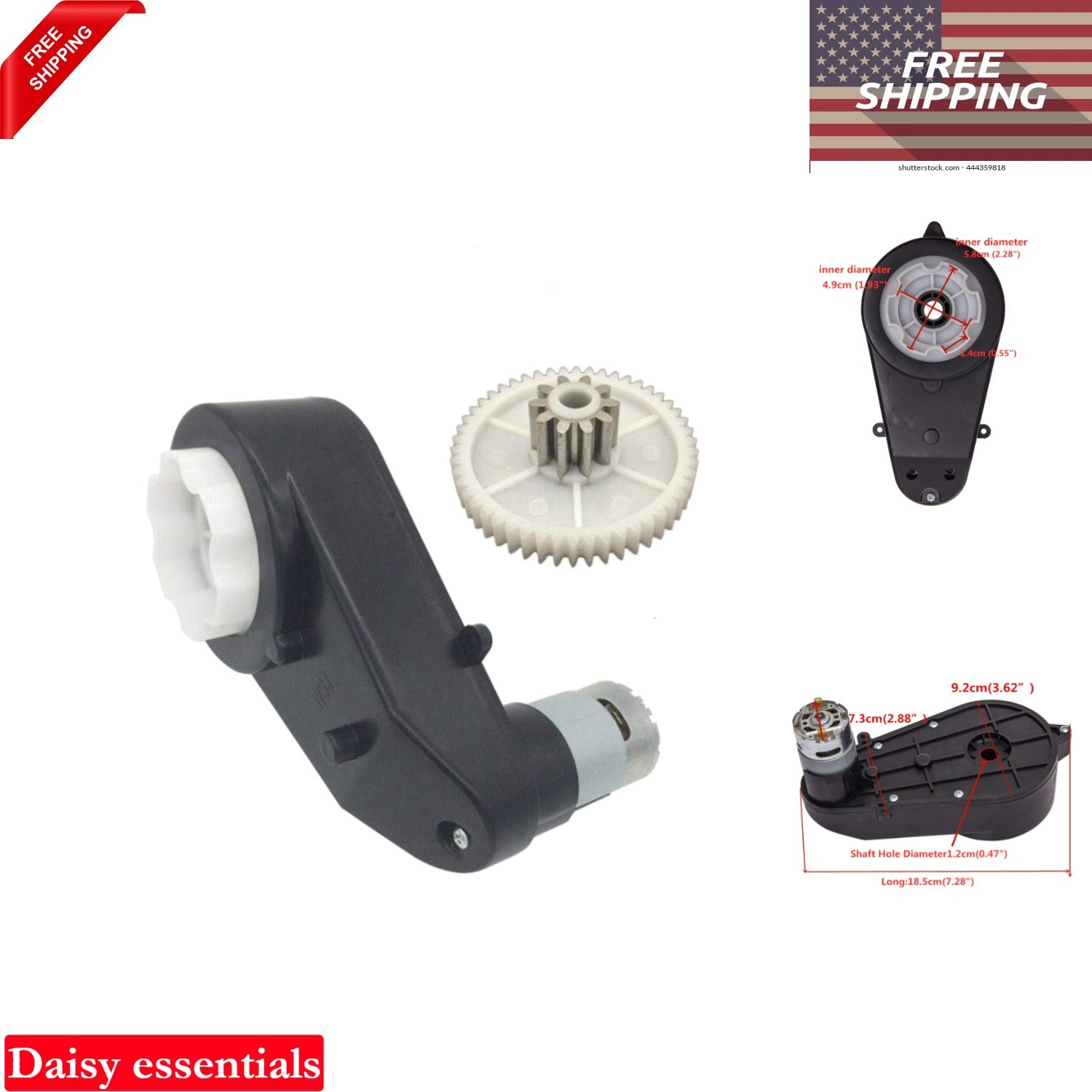 12V DC Motor Gearbox for Kids Ride On Car High Torque 40000 RPM Replacement Part