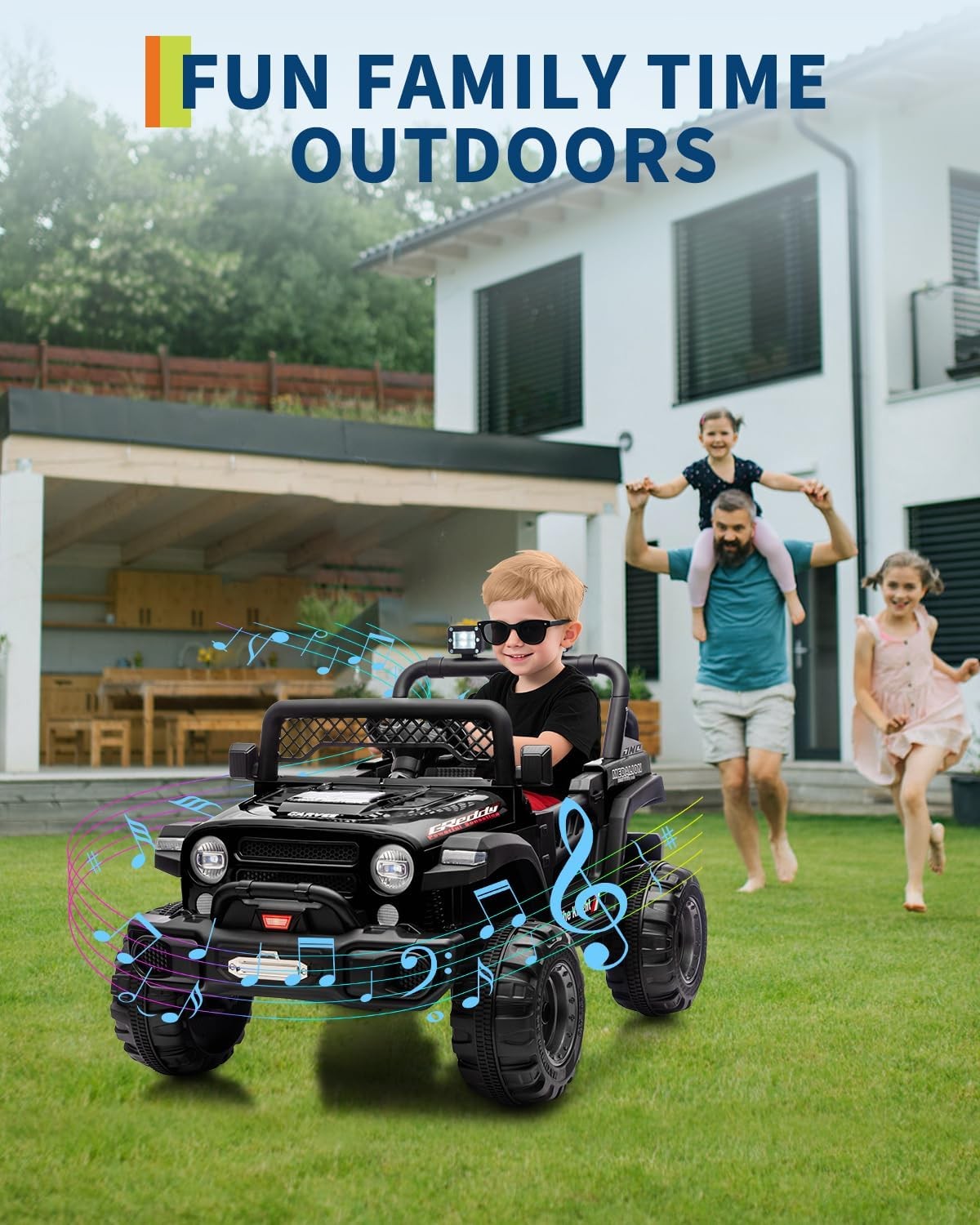 Kids Electric Ride-on Car, 12v Battery Truck with Dual Motors & Remote Control
