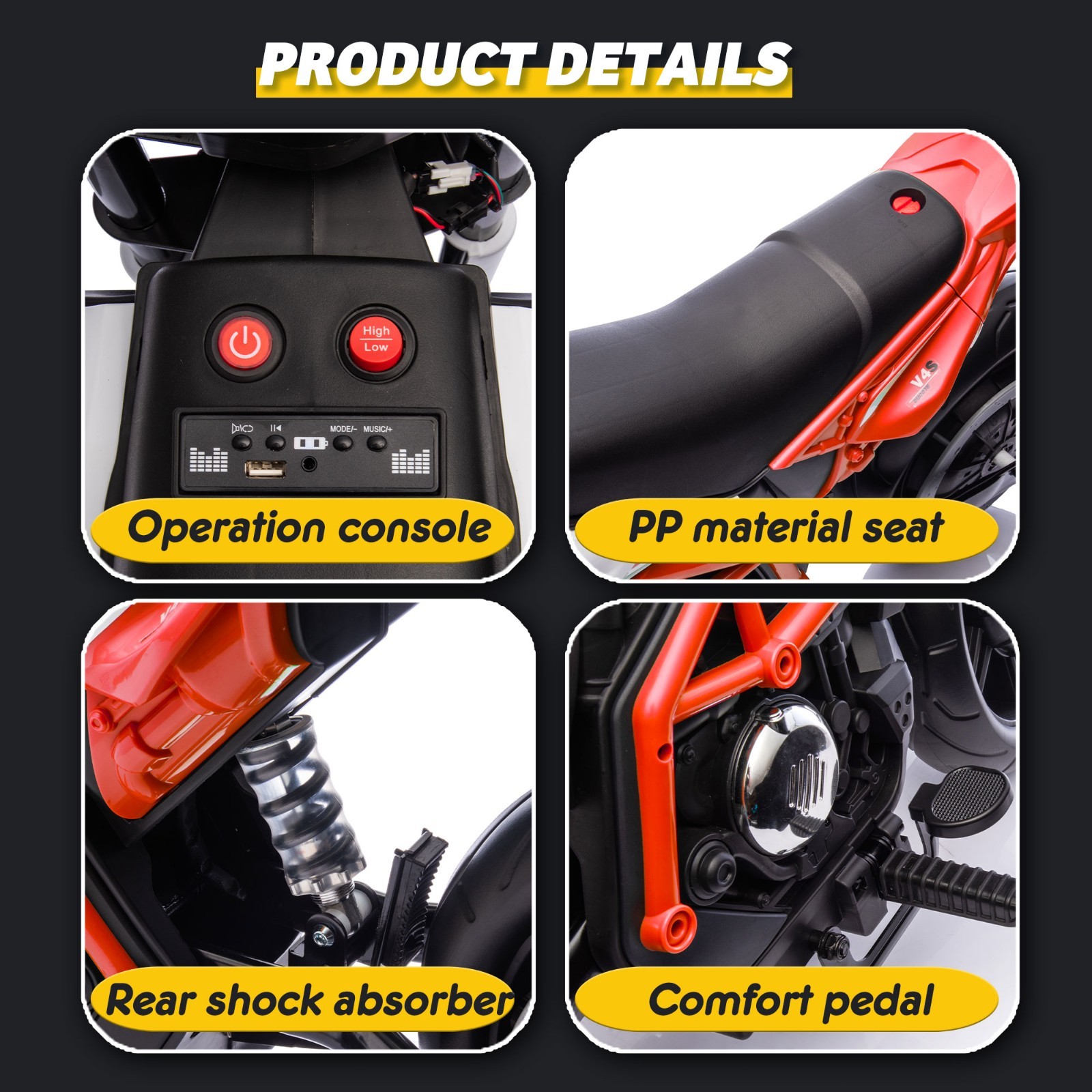 24V Kids Electric Motorcycle Ride On Toys Electric Bike for age 6+, Red
