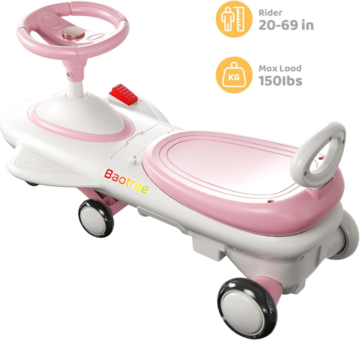 12V Kid Electric Wiggle Car with Pedal Rechargeable Battery LED Lights Swing Car