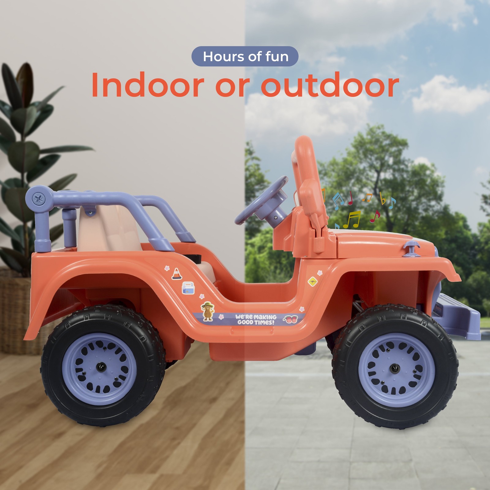 Kids Ride On Toy Bluey Jeep Off-Road Car 12V Battery Powered Music Sounds