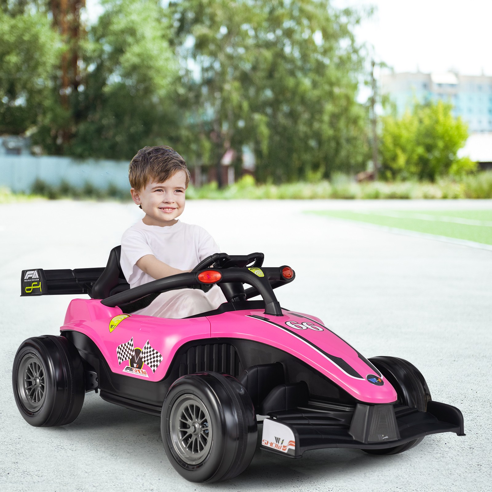 12V Kids Ride on Car Electric Racing Truck Remote Control w/ MP3 & Lights Pink
