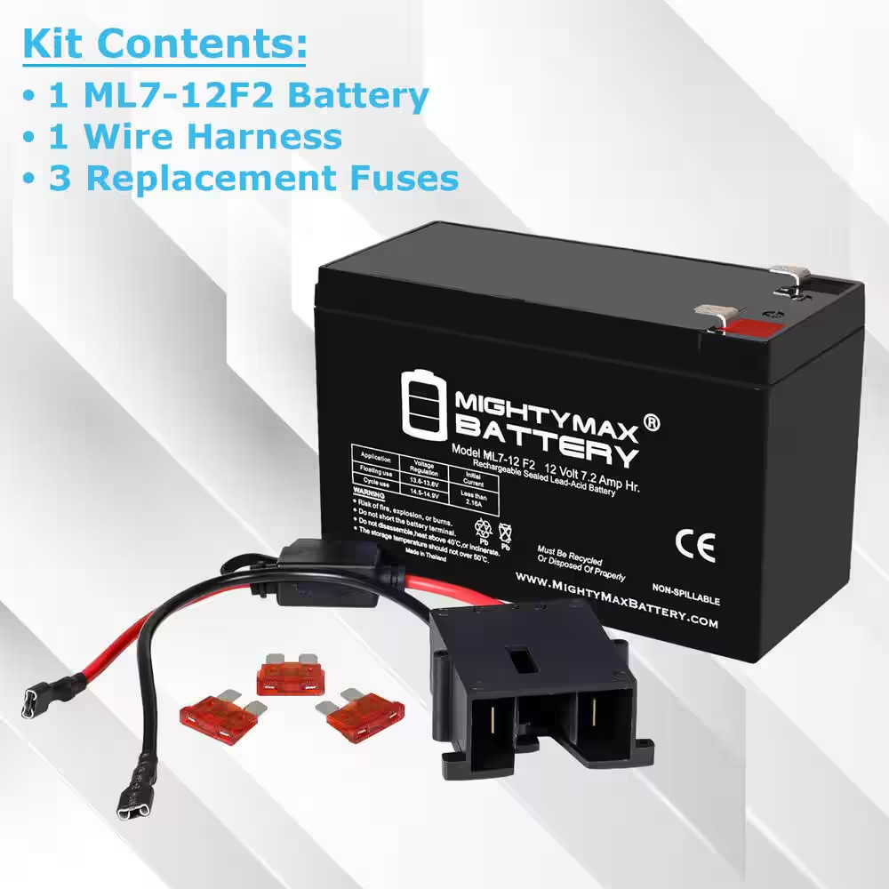 Drop in Replacement for 12-Volt 7AH Power Wheels Ride on Toy Battery Kit and Har