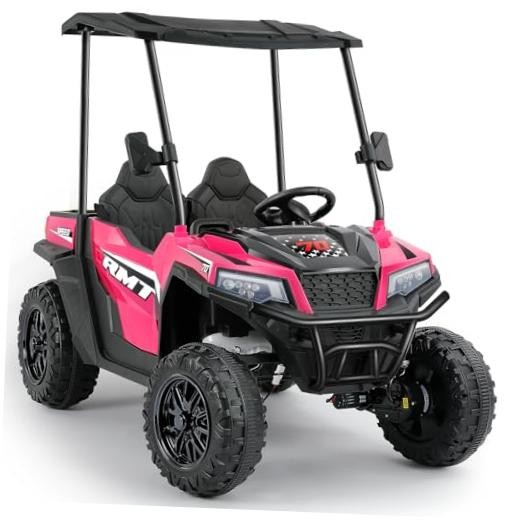 Hot Pink 24V Ride on Toy for Big Kid – 2 Seater – Sun Shade – Dump Bed