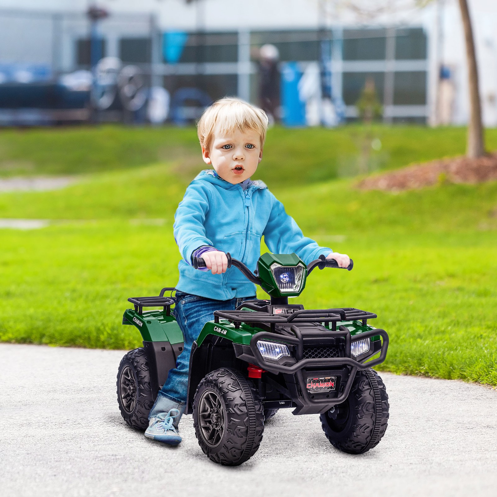 Aosom 12V Kids ATV w/ Forward Backward Function Music, Headlights, Pink