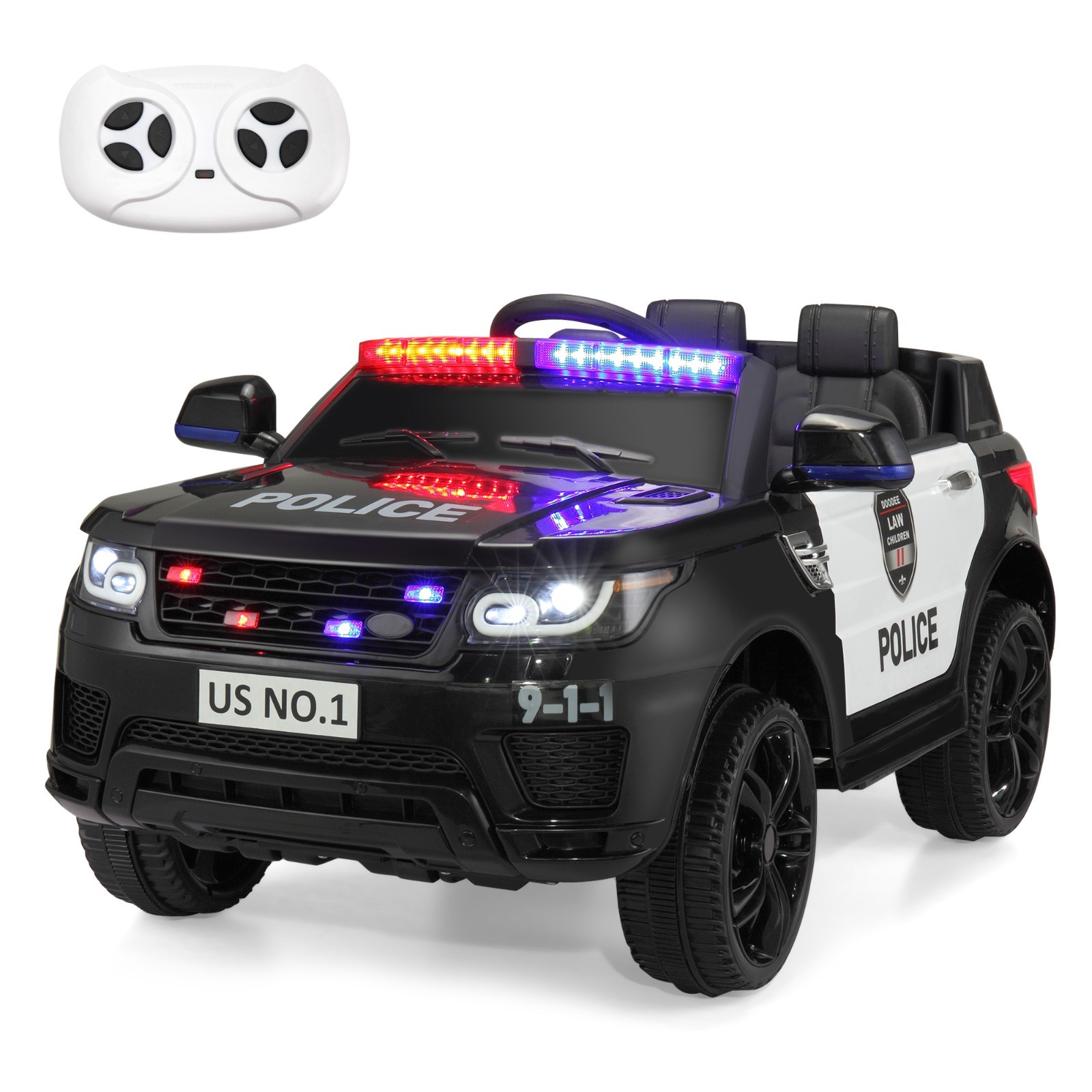 TOBBI 12V Electric Kids Ride on Police Car with Remote Control,Siren, Music
