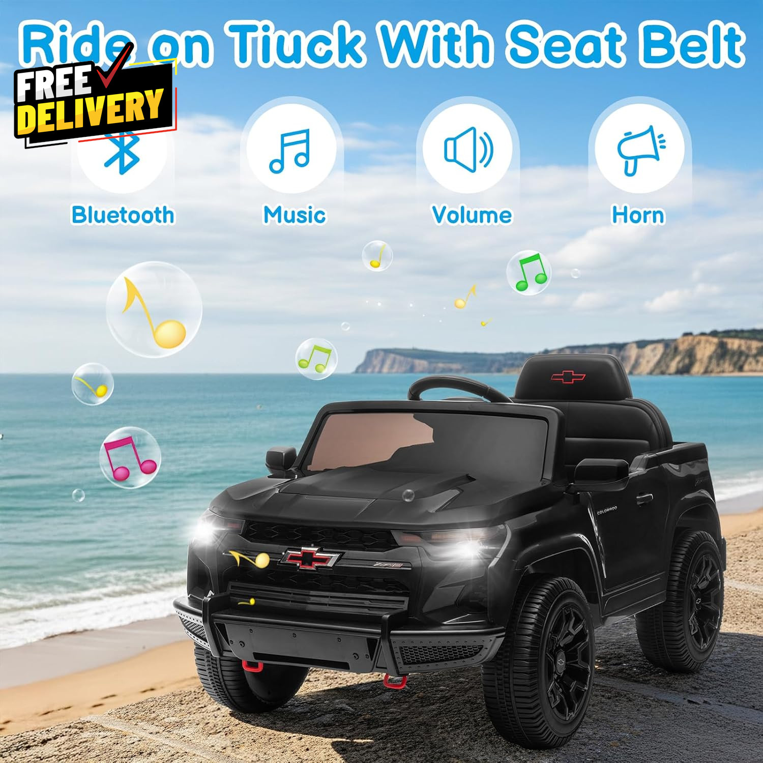 Licensed Chevrolet Colorado 12V Electric Ride-On Car for Kids w Remote Control