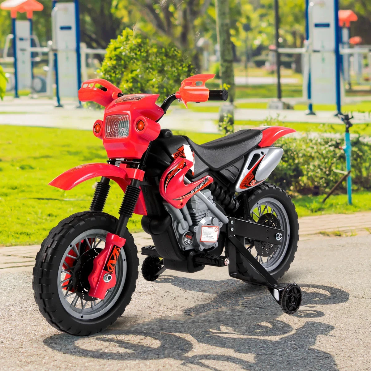 Aosom Battery Powered Ride On Dirt Bike 6V Kids Motorcycle with Music & Lights