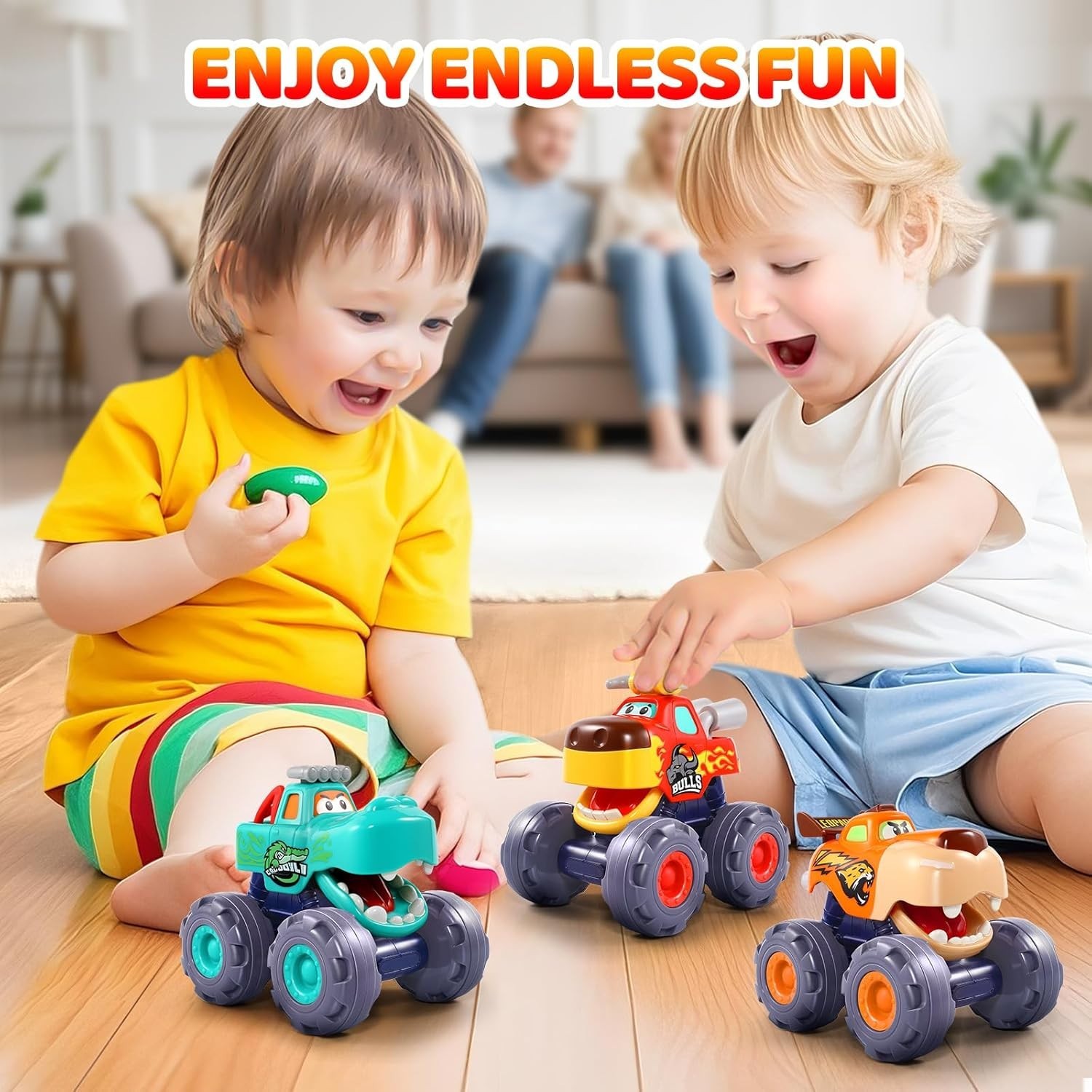 Car Toys for 1 Old Boy Gifts, Pull Back Monster Truck Toy Cars for Toddlers …