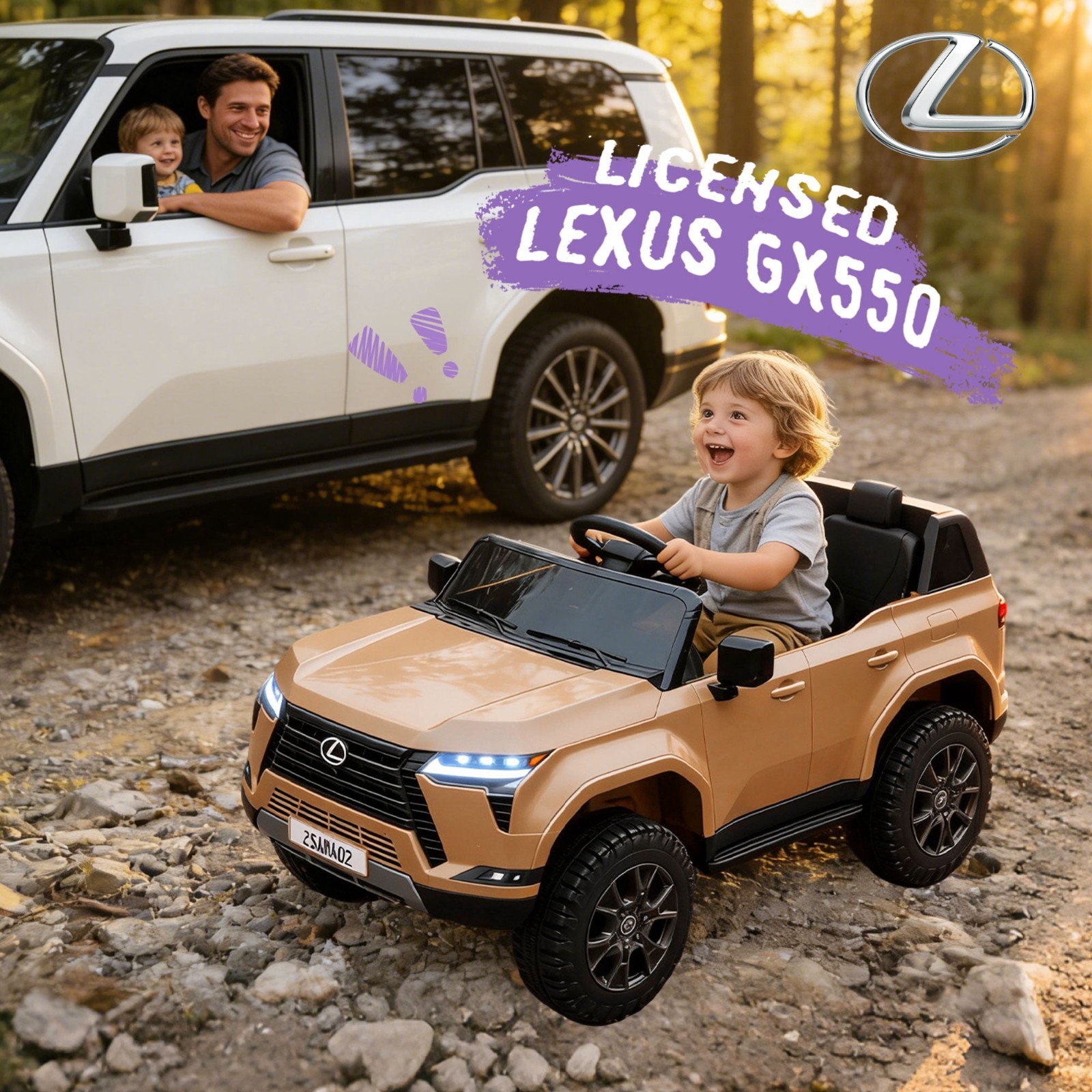 Lexus GX550 24V Kids Ride On Car 2-Seater Electric Truck Toy 3.73MPH with Remote