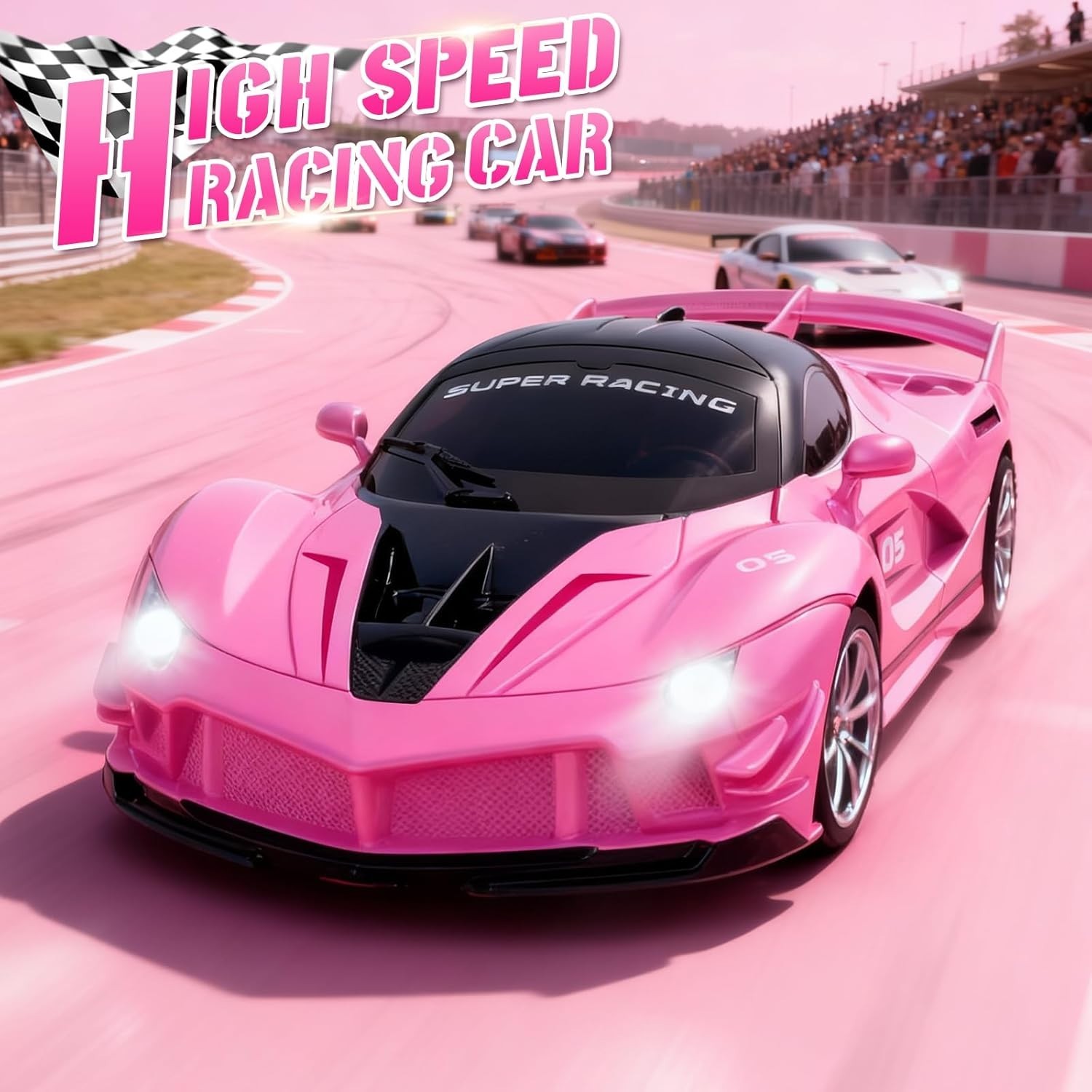 YongnKids Remote Control Car for Girls Kids, Pink RC Race Cars for Girls with Li