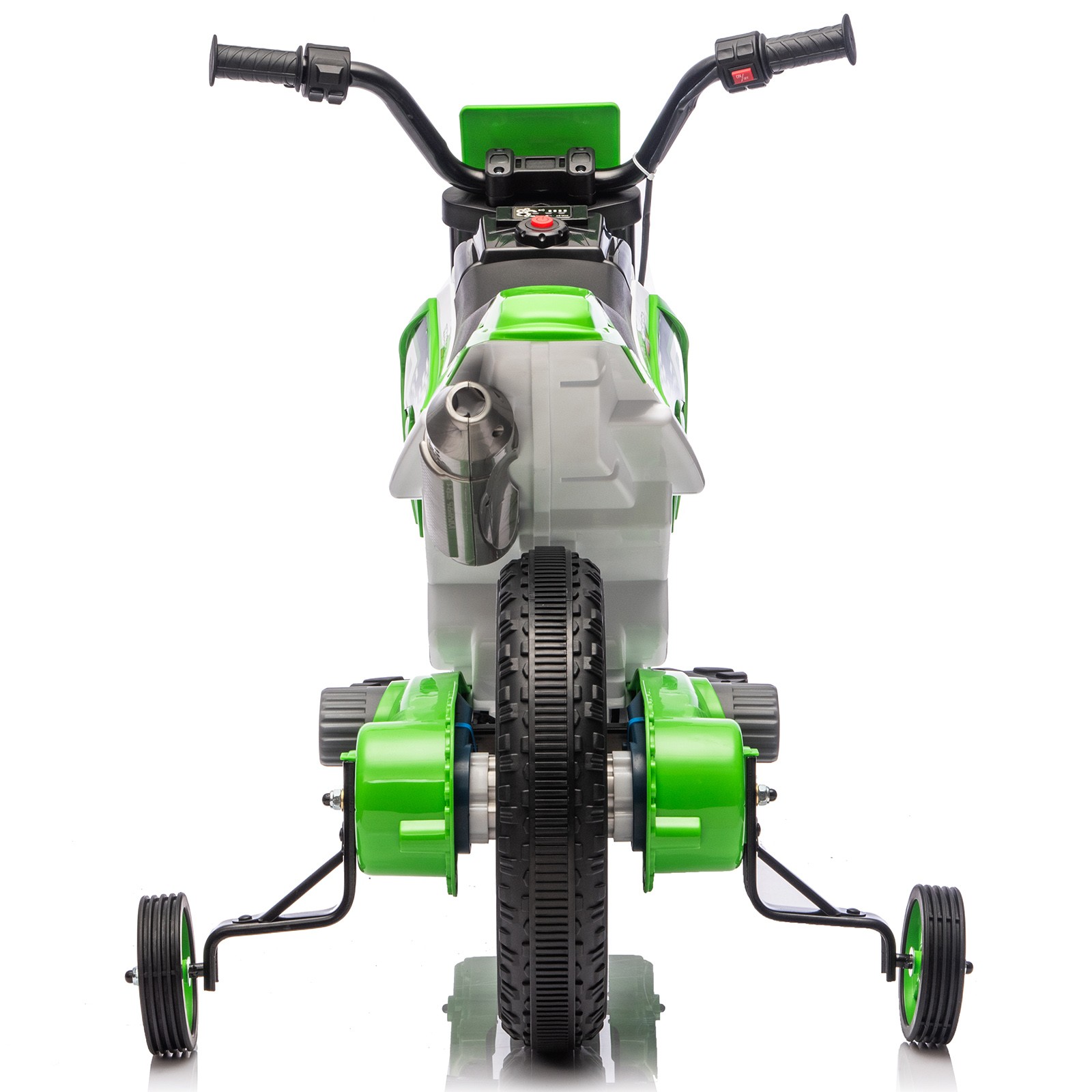 12V Kids Ride On Motorbike Motorcycle Dirt Bike with Music,Training Wheels Green