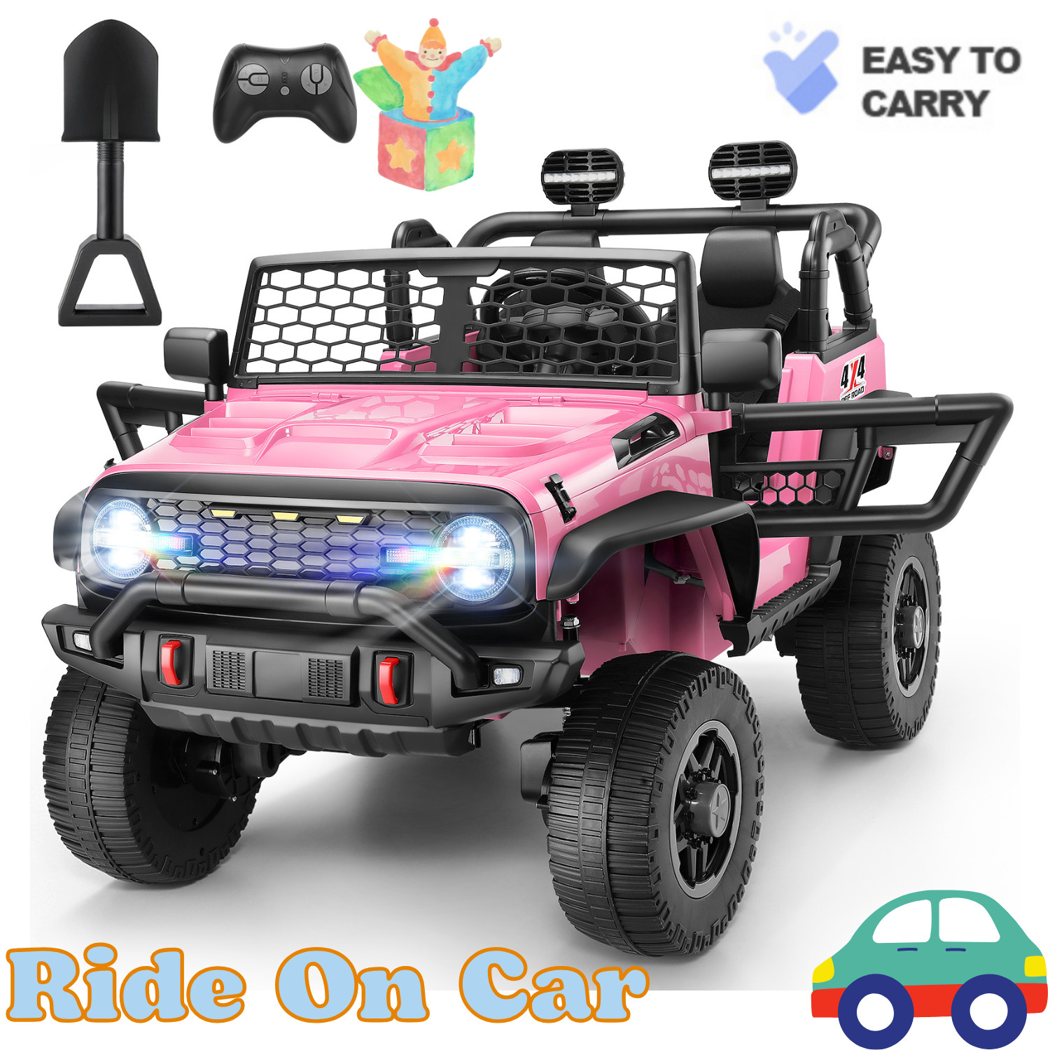24V Kids Ride On Car w/ Remote Control, 4x100W Motors 3 Speeds LED Lights Gift