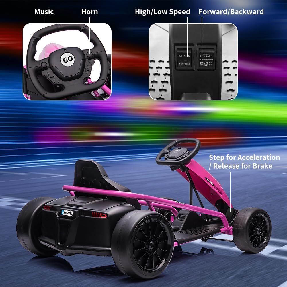 Ride On Go Kart for Kids 24V Electric Go Kart High Speed Drifting Car Riding Toy