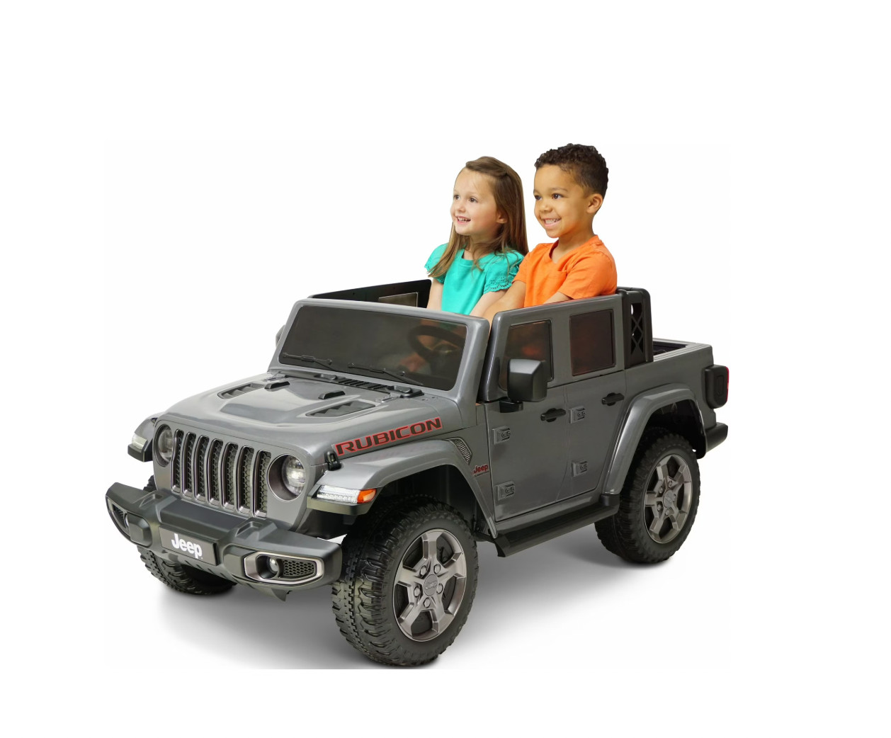 12V Jeep Gladiator Rubicon Battery Powered Ride-on, 2-Seater, Gray, Child Ages 3
