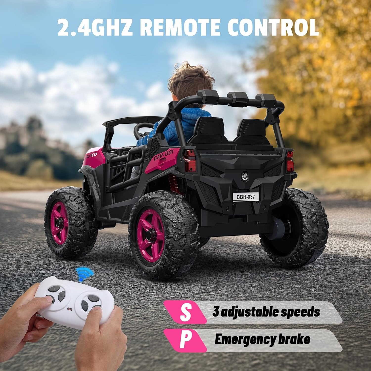 24V 2 Seater Ride on Car Truck 4X200W, EVA Tires, 4WD/2WD, Rainbow Lights, Remot