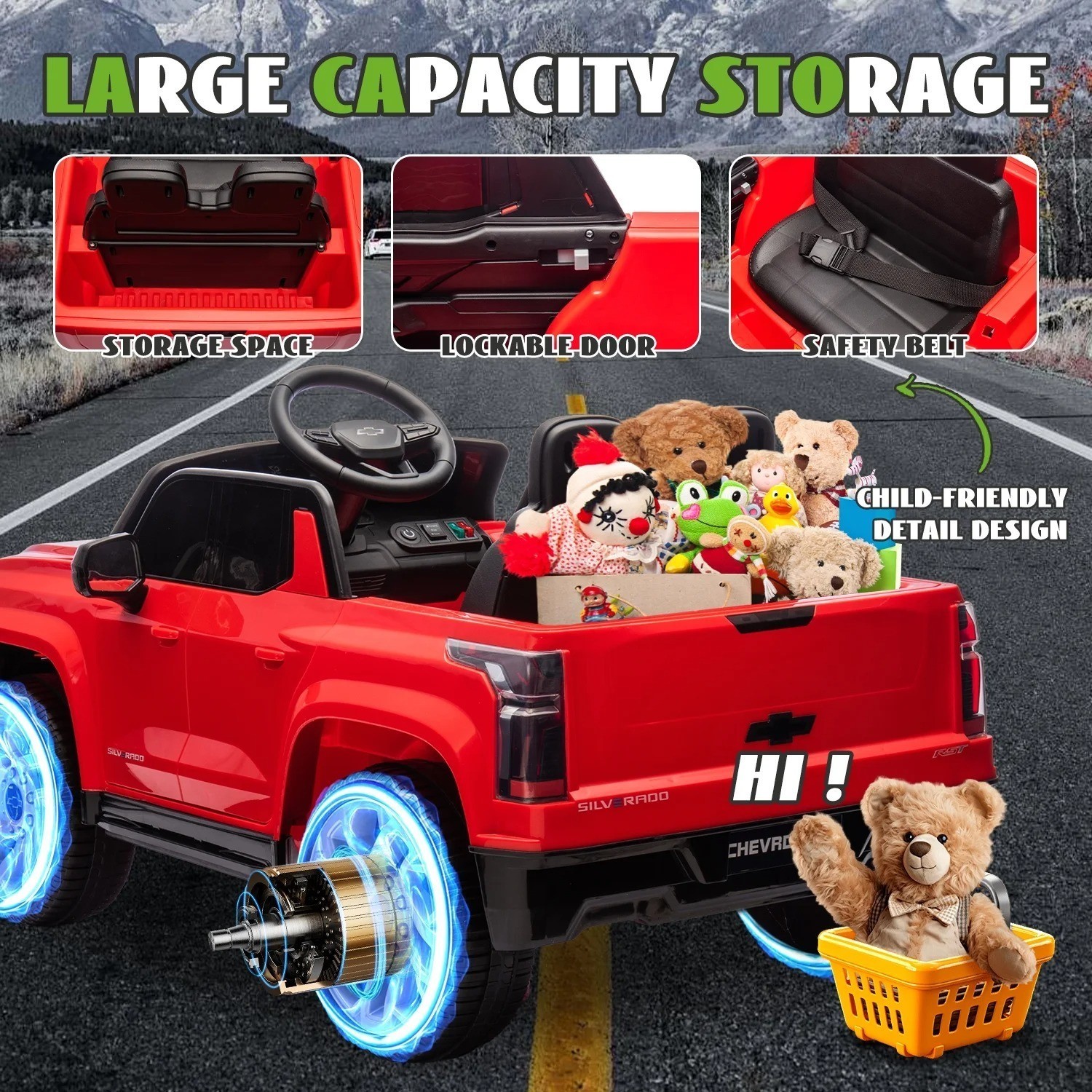 Licensed Chevrolet Silverado Ride On Electric Truck Battery Power Cars for Kids