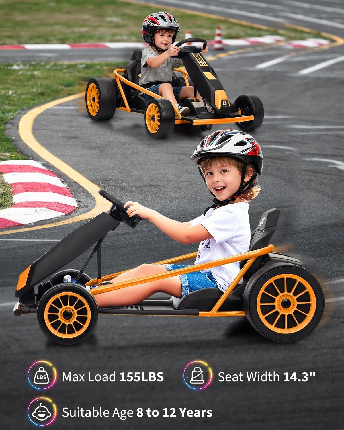 24V Ride On Go Kart for Kids 24V 9Ah Battery 2x300W Motors Electric Ride on Toys