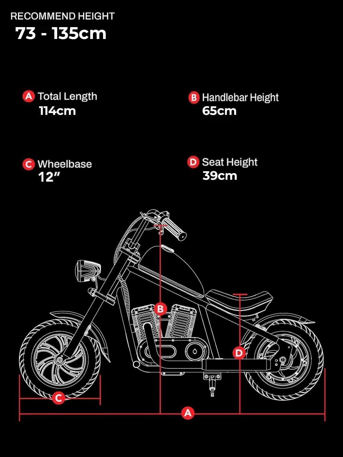 HYPER GOGO Cruiser 12 Plus Electric Motorbike Motorcycle for Kids 6 Years & up